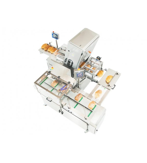 Semi automatic bread slicing and packaging line